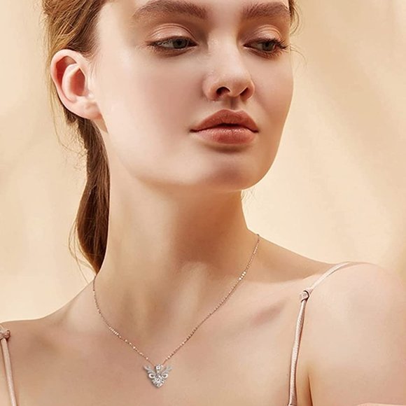 Certified 1ct. t.w. Diamond Elk Necklace 18k White Gold over Italy Silver - Picture 7 of 16